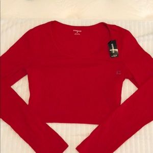 Red Express long sleeve crop top NwT